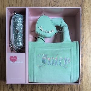 NWT Juicy Couture Big Spender 3 PC Purse Gift Set In Sage Green